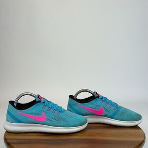 Womens Nike Free RN Run Blue Athletic Running‎ Shoes Sneakers Size 8.5 M GUC